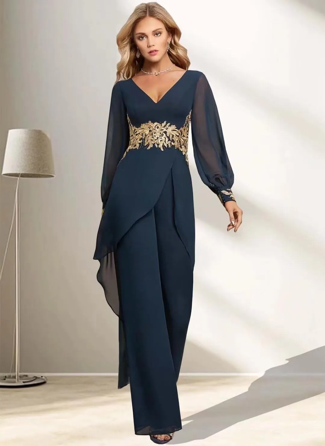 Mother of The Bride Pant Suits 2 Pieces Chiffon Wedding Outfit for Women Dressy Formal Dresses