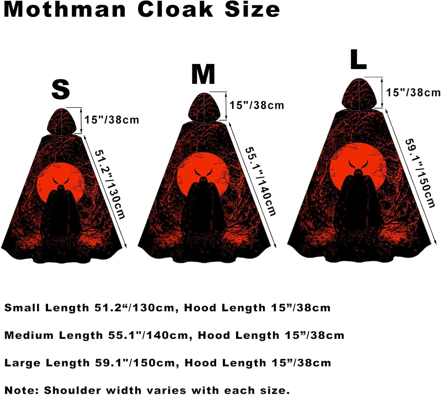 Mothman-Themed Hooded Cloak Halloween Cosplay Costume Mothman Long Robe Cape for Adults, Women and Men
