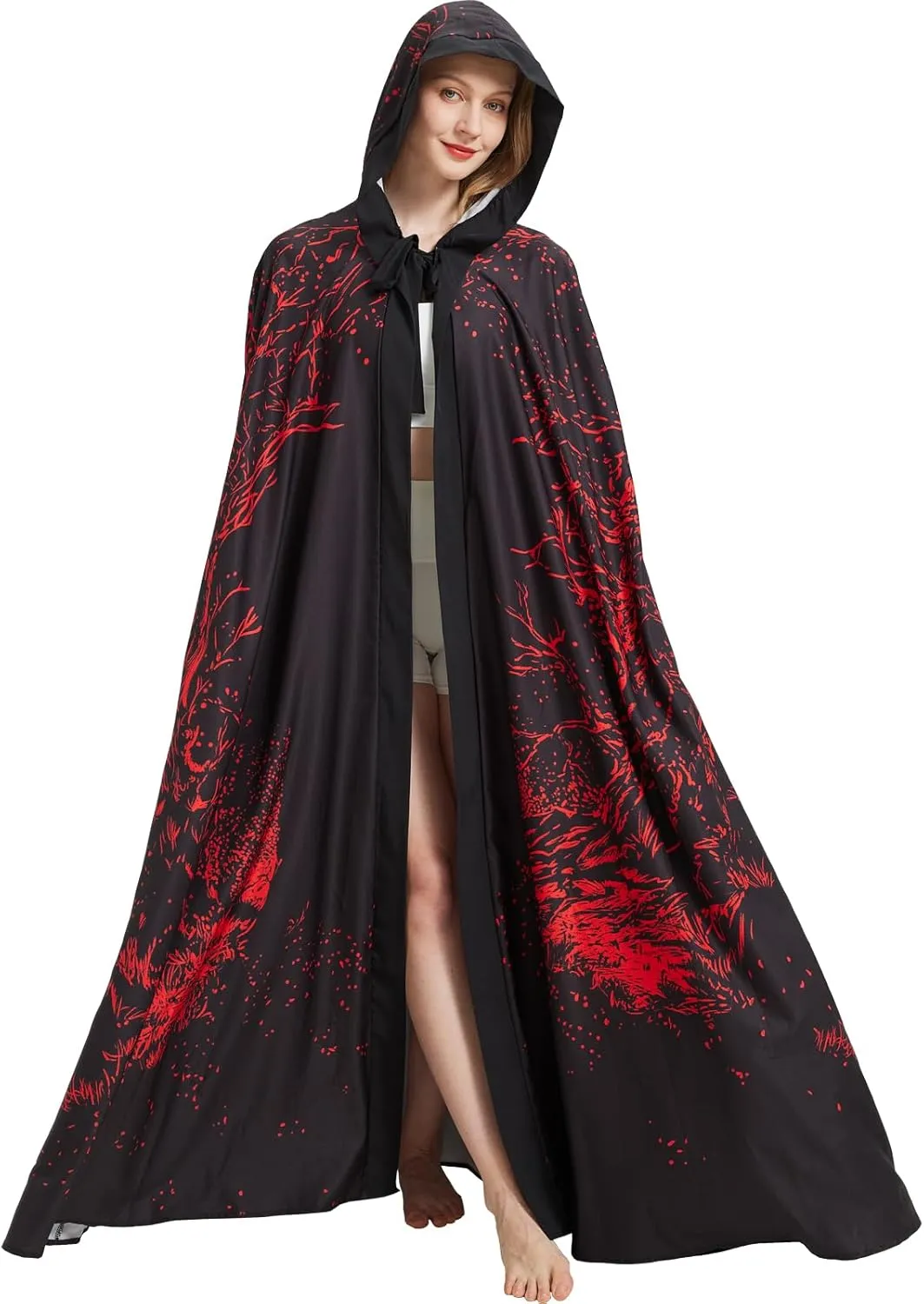 Mothman-Themed Hooded Cloak Halloween Cosplay Costume Mothman Long Robe Cape for Adults, Women and Men