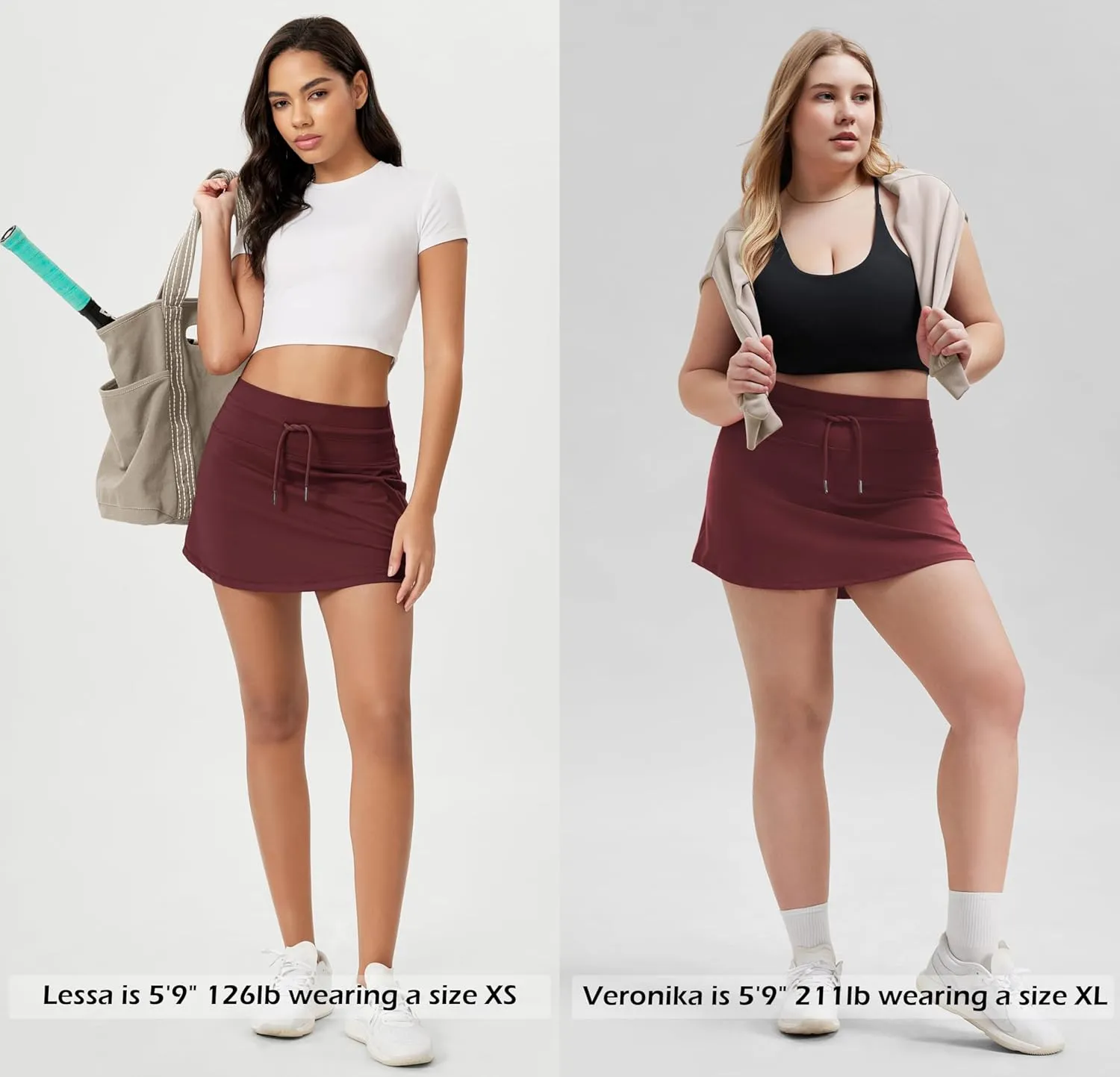 ODODOS Women's Drawstring Tie Daily Skirts Built-in Shorts Athletic Golf Tennis Skorts with Ball Pocket