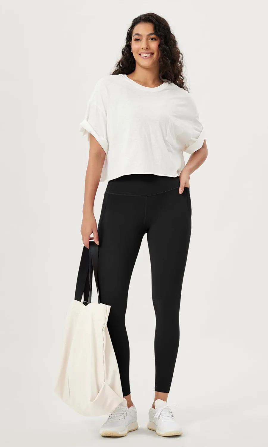 ODODOS Women's High-Waist 7/8 Compression Leggings with High-Positioned Pockets, Yoga Pants for Running & Workout