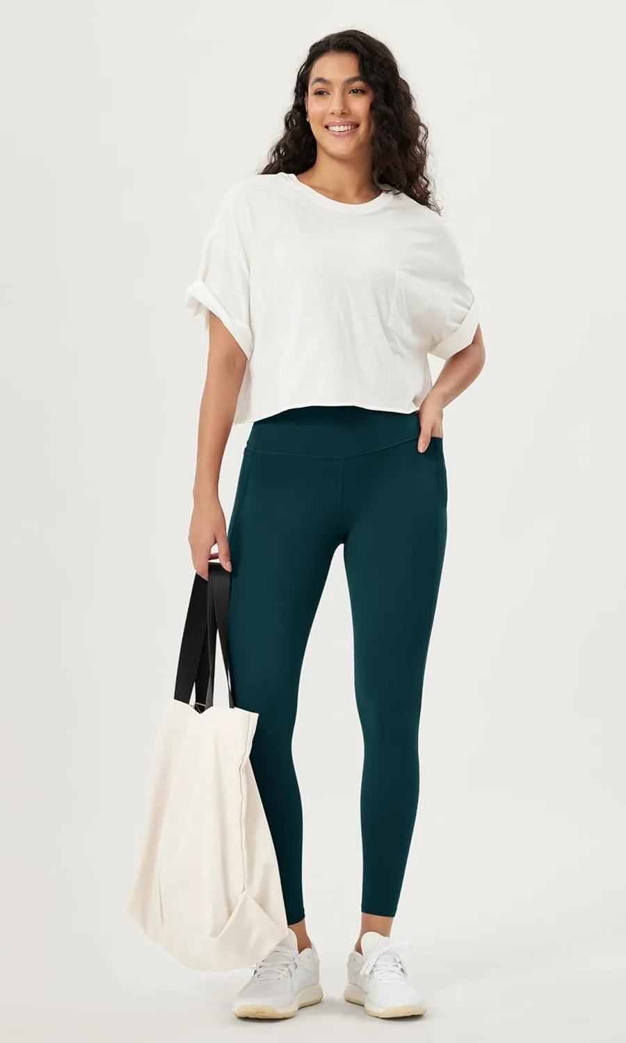ODODOS Women's High-Waist 7/8 Compression Leggings with High-Positioned Pockets, Yoga Pants for Running & Workout