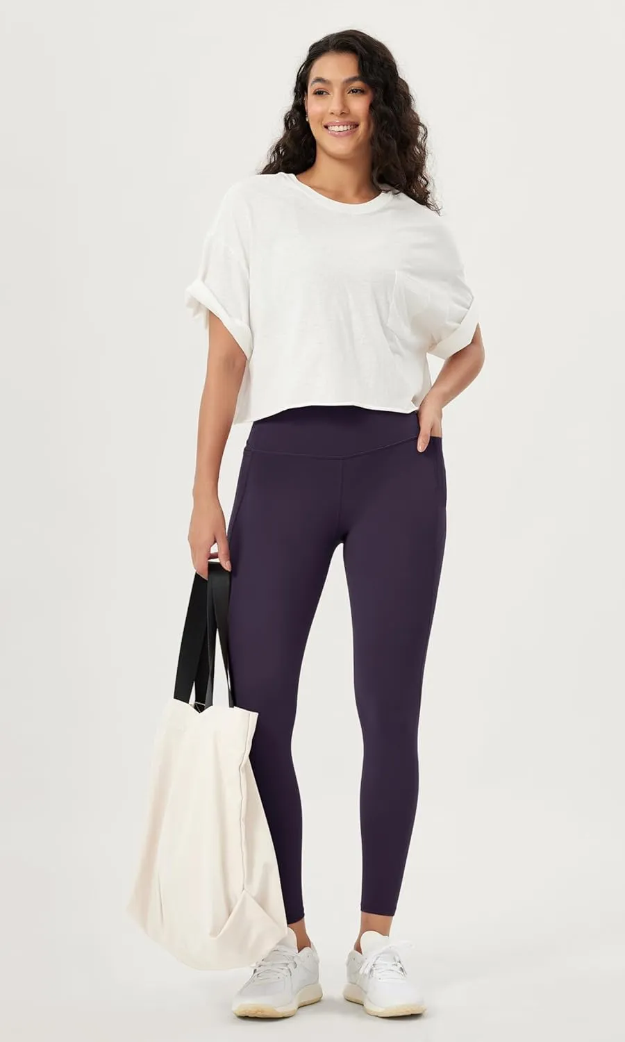ODODOS Women's High-Waist 7/8 Compression Leggings with High-Positioned Pockets, Yoga Pants for Running & Workout
