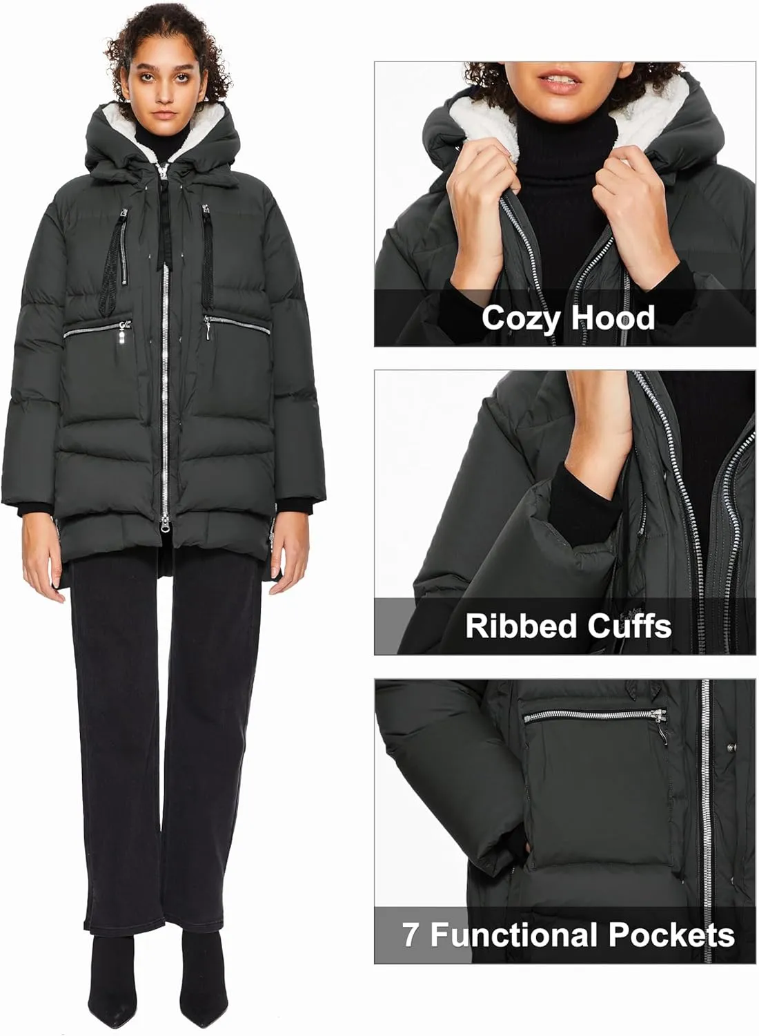 Orolay Women's Winter Puffer Jacket - Fleece Lined Hooded Down Coat Casual Overcoat with Pockets