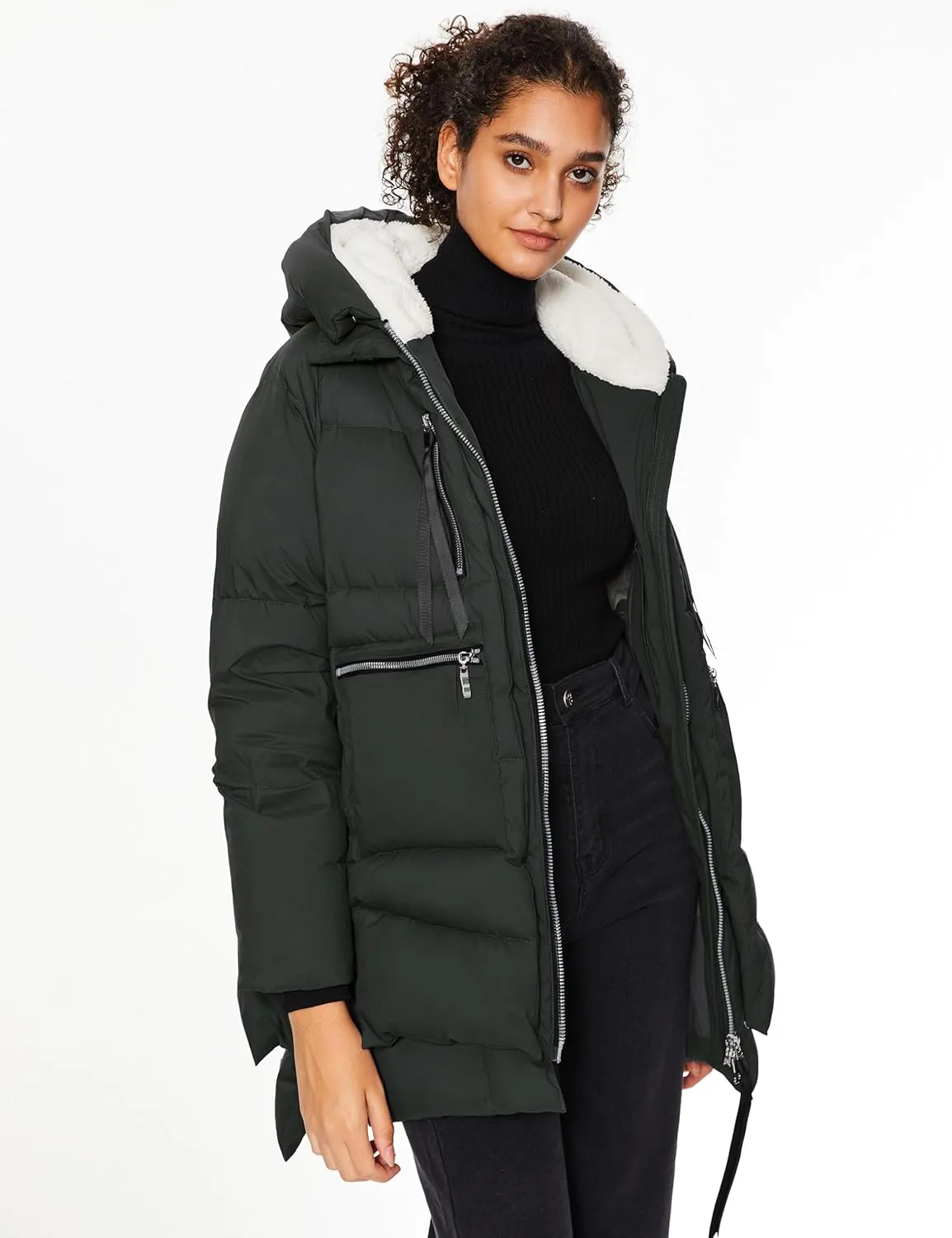 Orolay Women's Winter Puffer Jacket - Fleece Lined Hooded Down Coat Casual Overcoat with Pockets