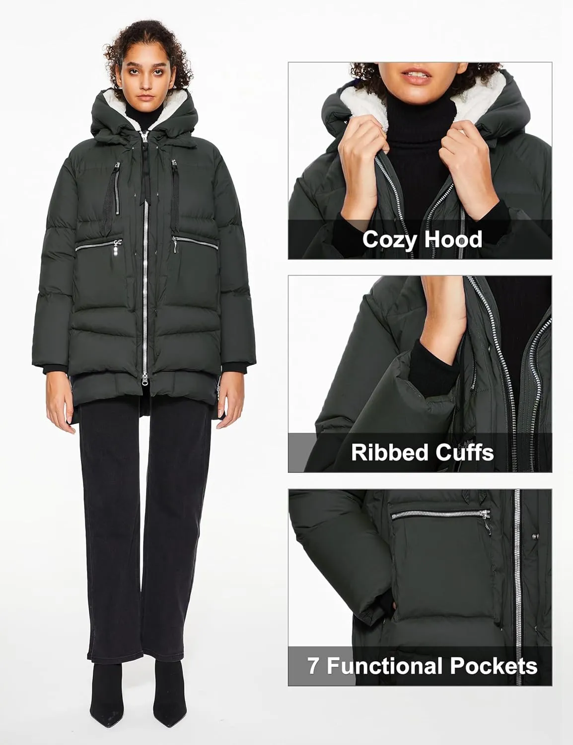 Orolay Women's Winter Puffer Jacket - Fleece Lined Hooded Down Coat Casual Overcoat with Pockets