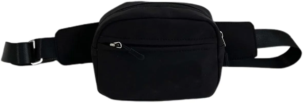 OYOANGLE Women's Mini Fanny Pack Lightweight Chest Bags Fashionable Waist Packs for Travel Hiking Black One-Size