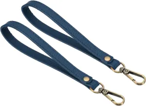 PATIKIL 8 Inch Wristlet Strap, 2 Pack PU Leather Wristlet Keychain Wrist Strap Replacement with Bronze Metal Key Ring Lock for Wallet Purse Key, Dark Blue