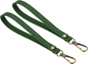 PATIKIL 8 Inch Wristlet Strap, 2 Pack PU Leather Wristlet Keychain Wrist Strap Replacement with Bronze Metal Key Ring Lock for Wallet Purse Key, Dark Green