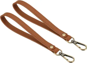 PATIKIL 8 Inch Wristlet Strap, 2 Pack PU Leather Wristlet Keychain Wrist Strap Replacement with Bronze Metal Key Ring Lock for Wallet Purse Key, Khaki