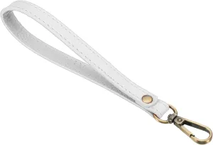 PATIKIL 8 Inch Wristlet Strap, PU Leather Wristlet Keychain Wrist Strap Replacement with Bronze Metal Key Ring Lock for Wallet Purse Key, White