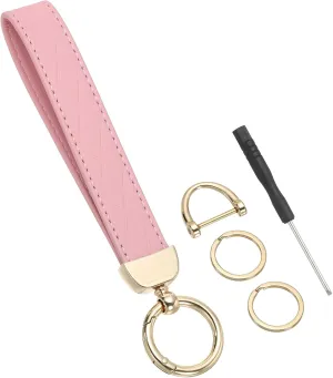 PATIKIL Leather Wristlet Keychain, PU Car Key Chain Holder Decorative Wrist Keychain, Anti-Lost D-Ring and Screwdriver