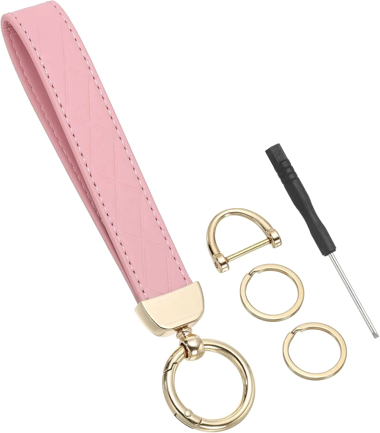 PATIKIL Leather Wristlet Keychain, PU Car Key Chain Holder Decorative Wrist Keychain, Anti-Lost D-Ring and Screwdriver