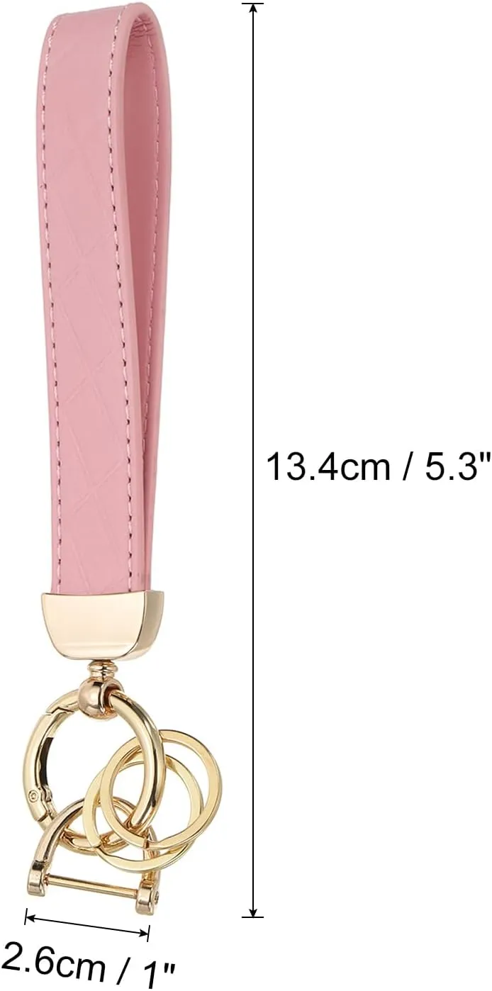 PATIKIL Leather Wristlet Keychain, PU Car Key Chain Holder Decorative Wrist Keychain, Anti-Lost D-Ring and Screwdriver