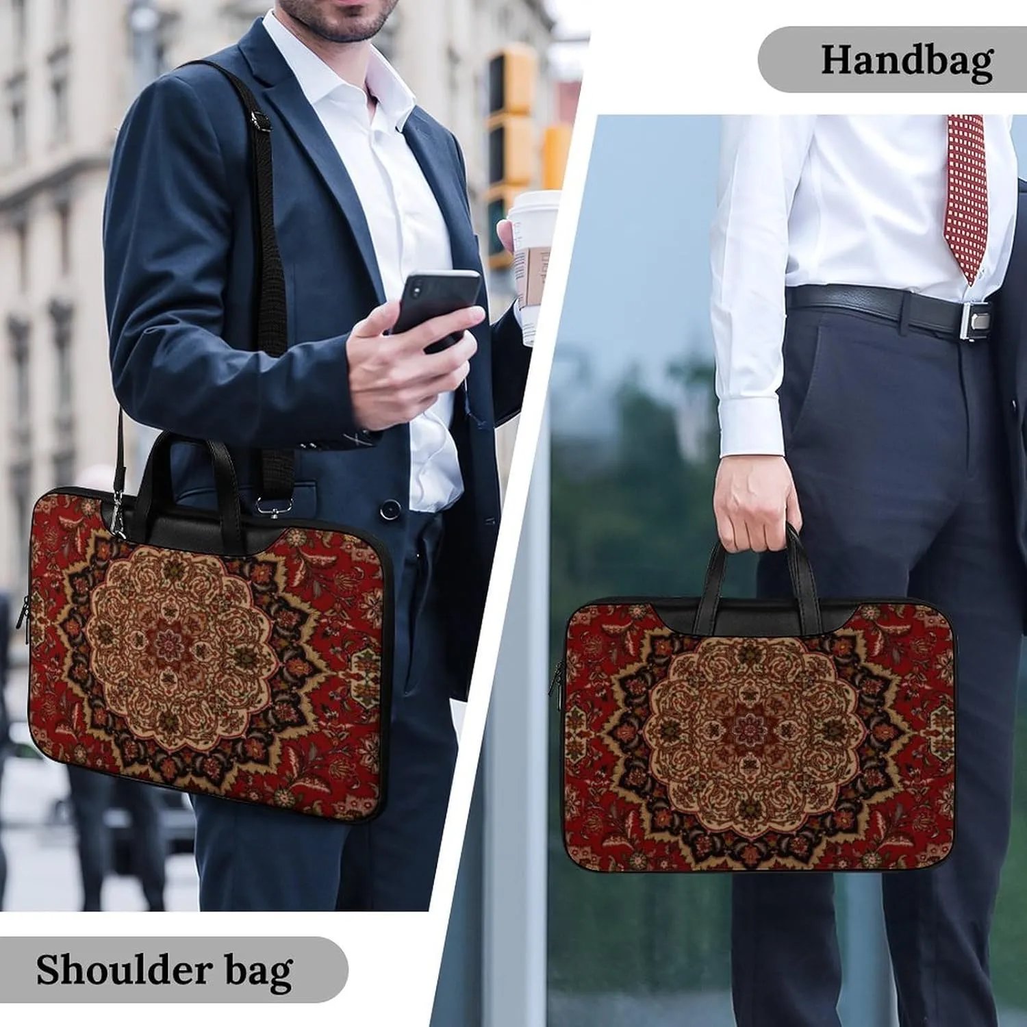 Pink Witch Gothic Pattern Portable Leather Laptop Bag