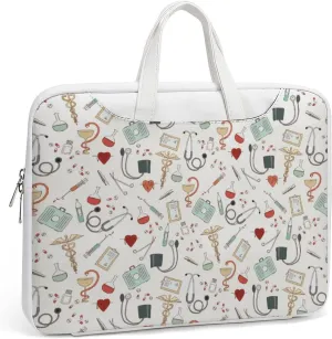 Pink Witch Gothic Pattern Portable Leather Laptop Bag