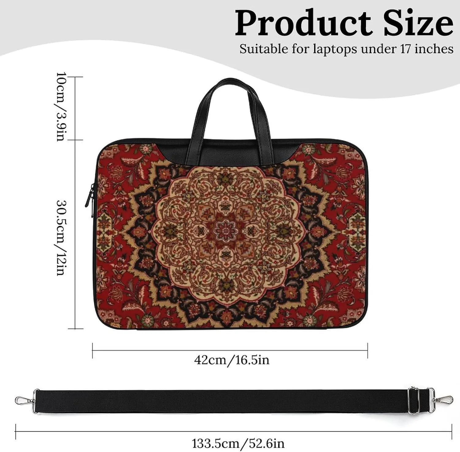 Pink Witch Gothic Pattern Portable Leather Laptop Bag