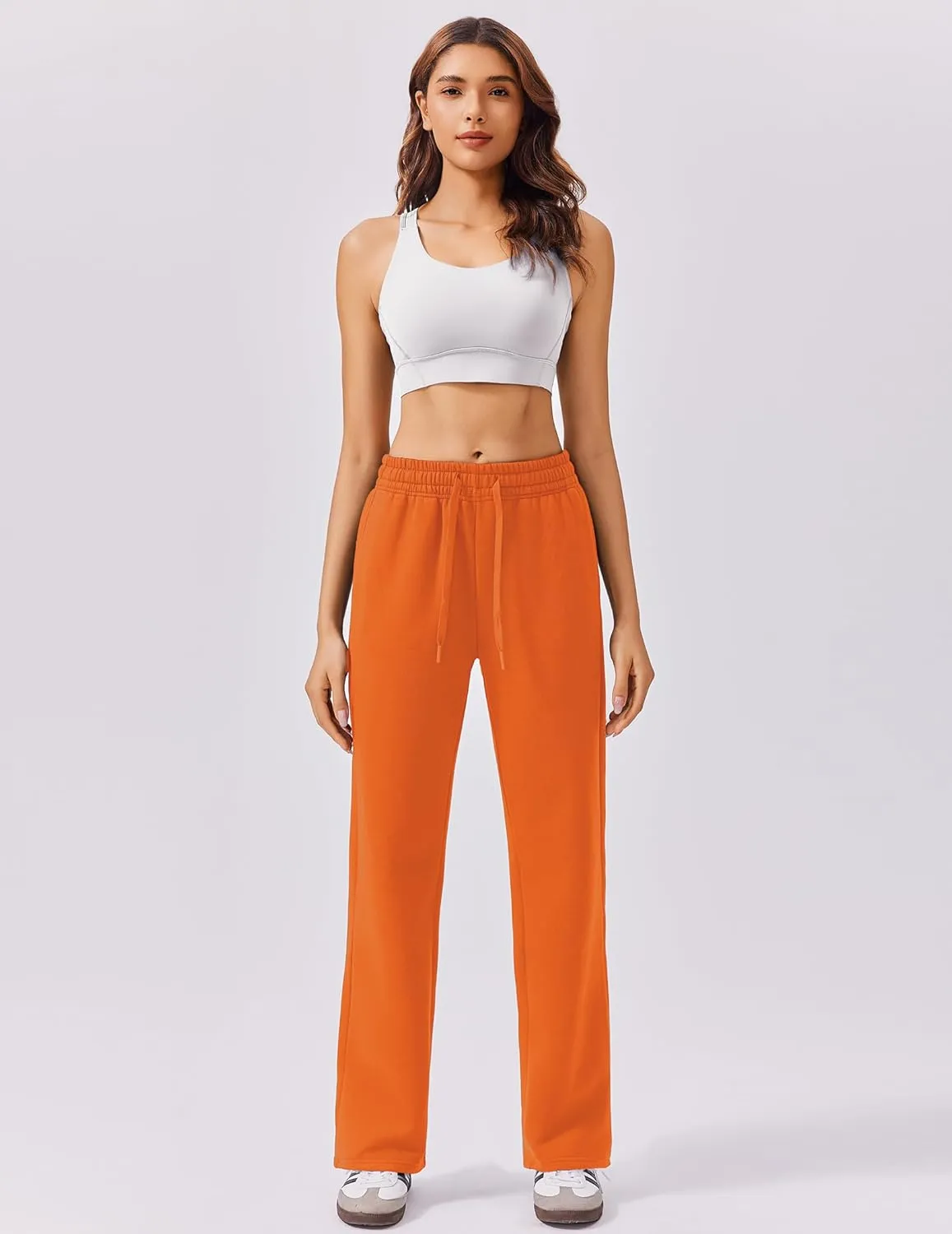 PINSPARK Fleece Sweat Pants for Womens Straight Legs Winter Sweatpants High Waisted Workout Pants with 4 Pockets