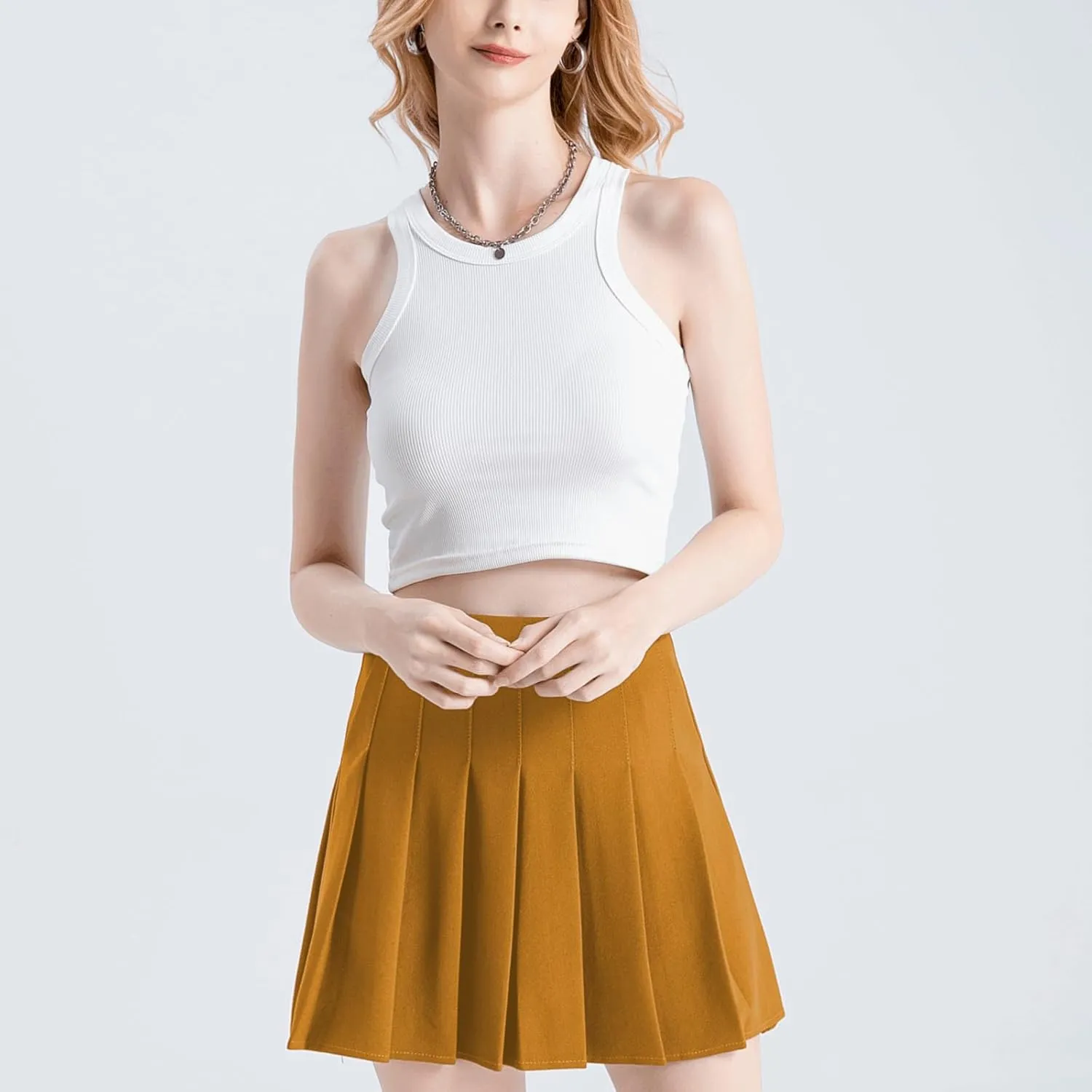 Pleated Skirt for Women Summer Skirts with Pockets a Line Elastic High Waisted Mini Skorts