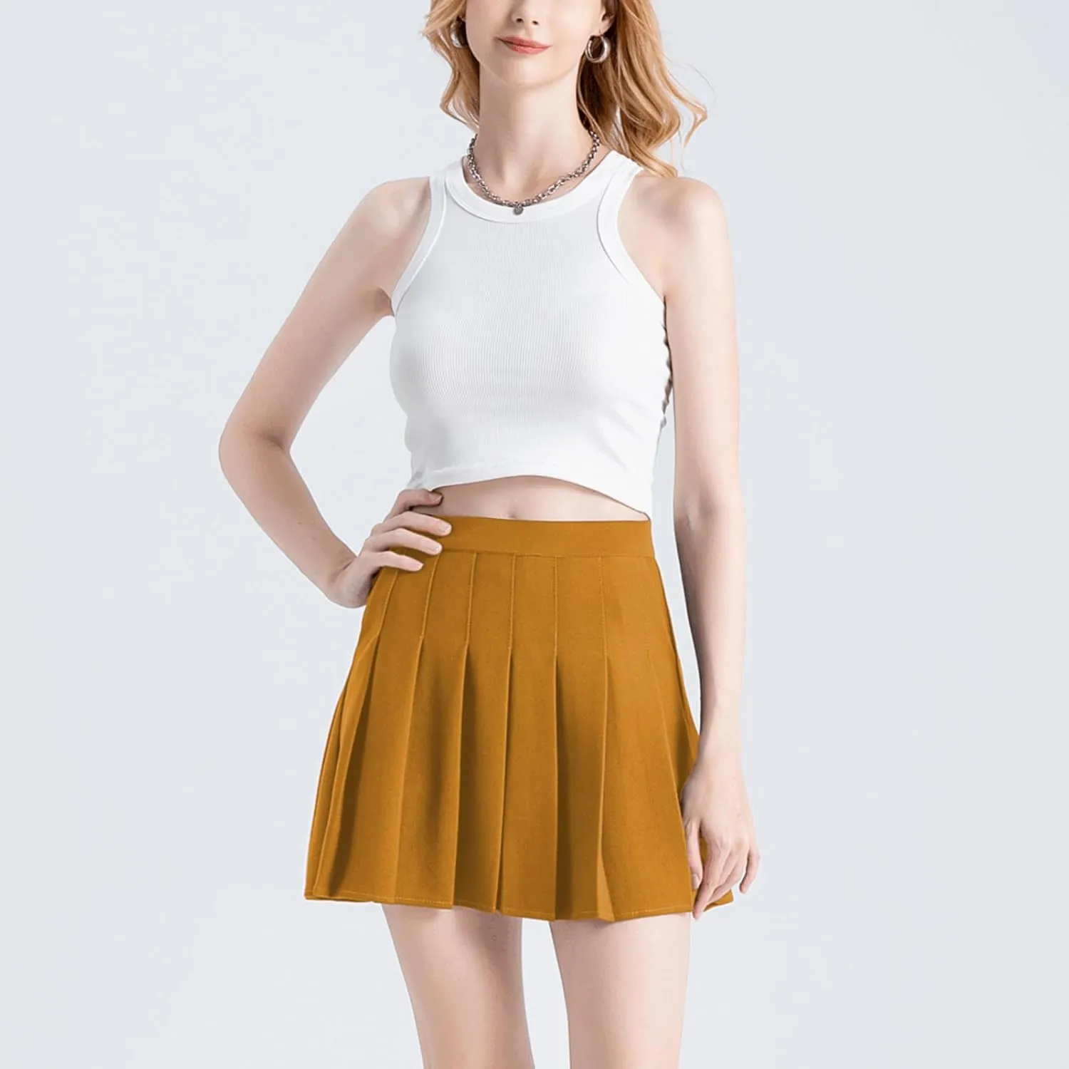 Pleated Skirt for Women Summer Skirts with Pockets a Line Elastic High Waisted Mini Skorts