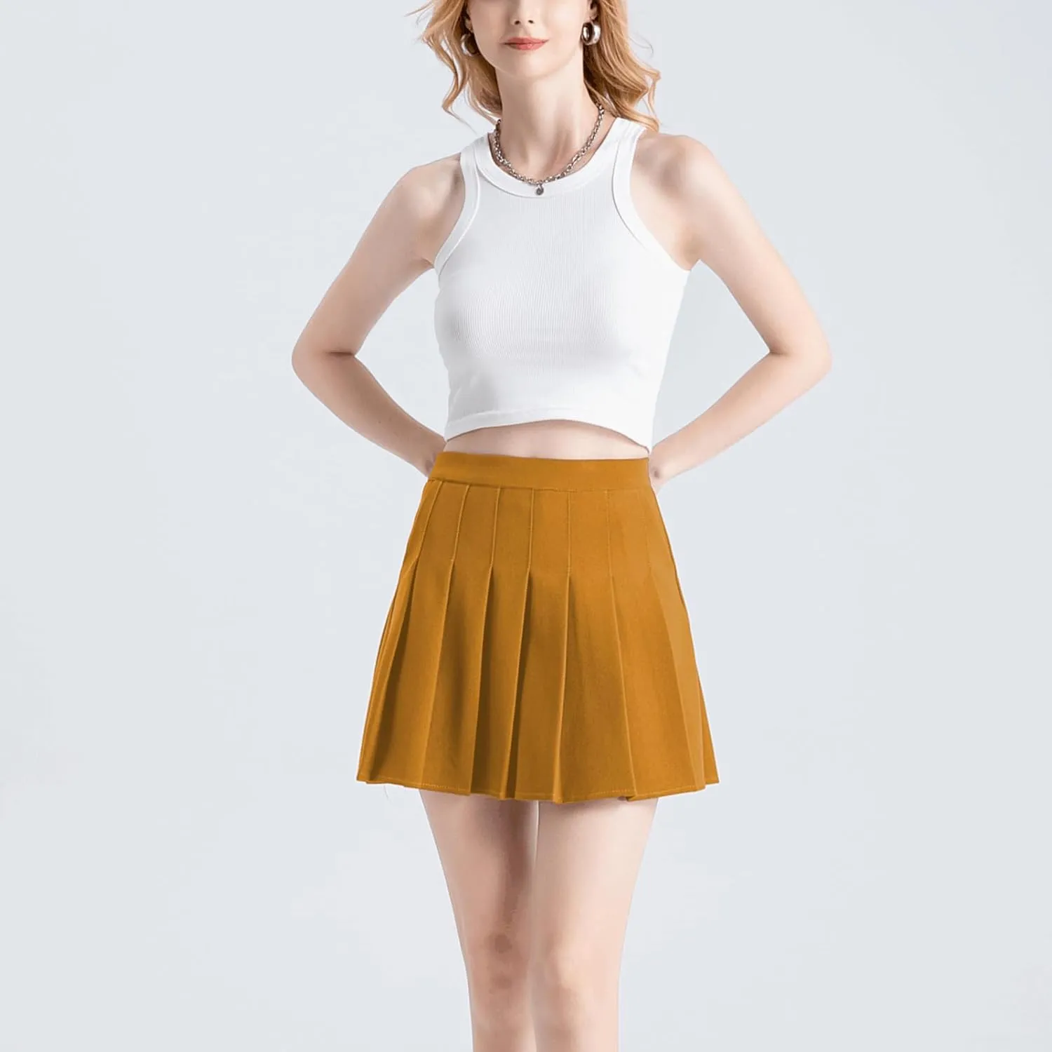 Pleated Skirt for Women Summer Skirts with Pockets a Line Elastic High Waisted Mini Skorts