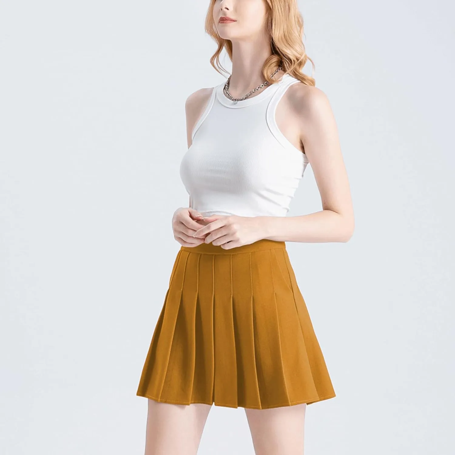 Pleated Skirt for Women Summer Skirts with Pockets a Line Elastic High Waisted Mini Skorts