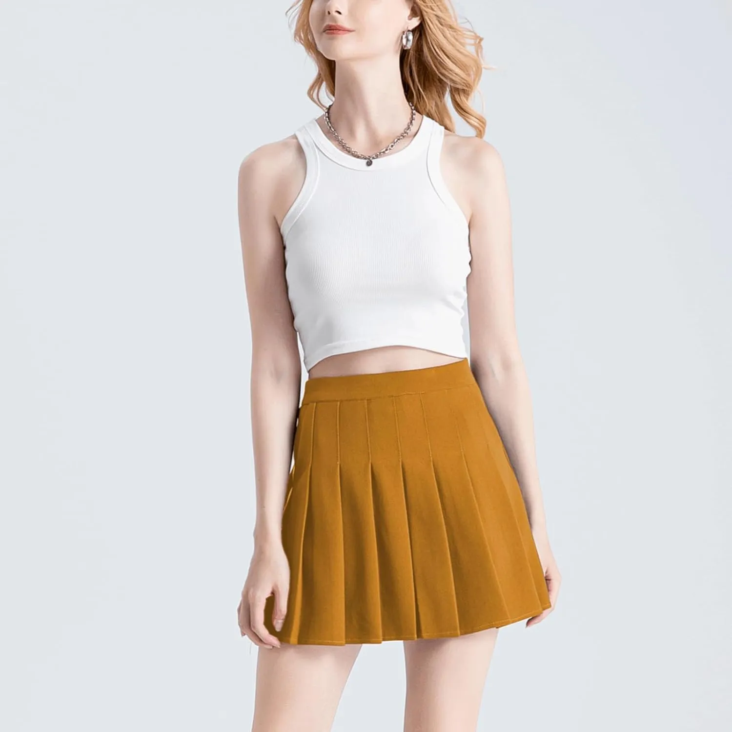 Pleated Skirt for Women Summer Skirts with Pockets a Line Elastic High Waisted Mini Skorts