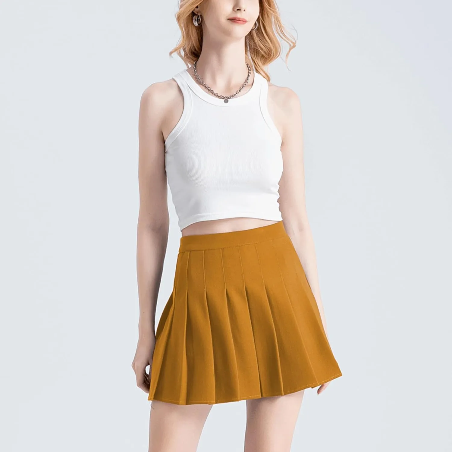 Pleated Skirt for Women Summer Skirts with Pockets a Line Elastic High Waisted Mini Skorts