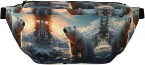 Polar bear in winter Unisex Fanny Pack  Ideal for Travel, Running, Hiking, Walking, Workout, Fashionable & Large Capacity