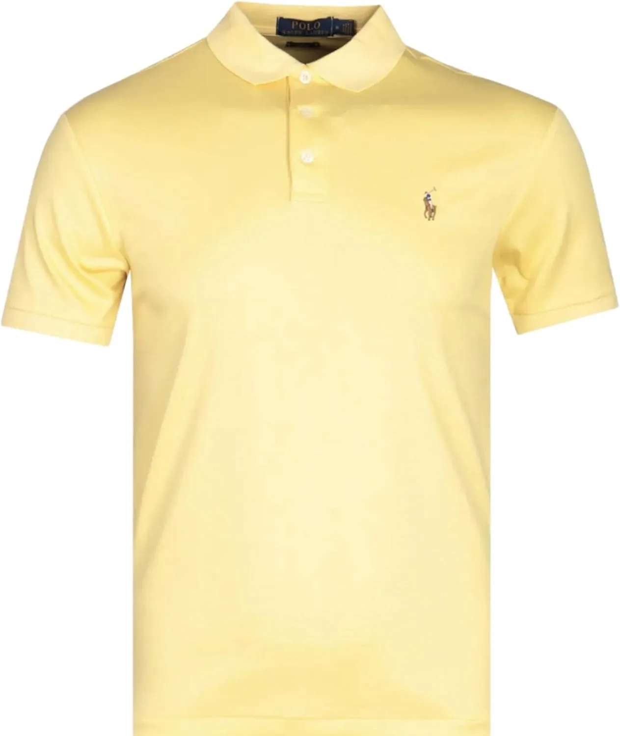 POLO RALPH LAUREN Men's Big and Tall Short Sleeve Pima Soft-Touch Polo Shirt (LT, FallyellowSigPony)