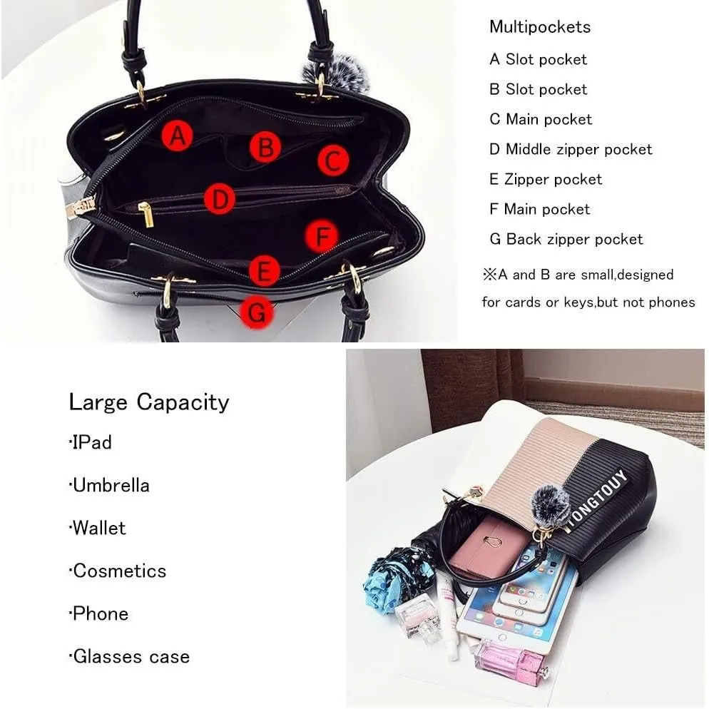 PU Leather Tote Bags for Women Fashionable Handbags Ladies' Purses Crafted From Designed Satchel Shoulder