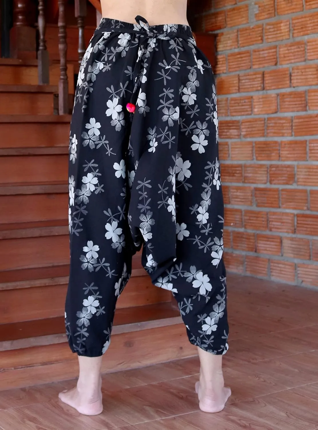 RaanPahMuang Premium Cotton Yoga Harem, Boho Pants for Women, with Side Pocket, Hippy Baggy Tribe Pants
