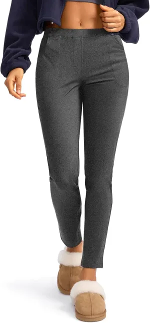 Rammus Women's Fleece Lined Dress Pants with Pockets Warm Winter Pants Cold Weather Skinny Slacks for Casual Work