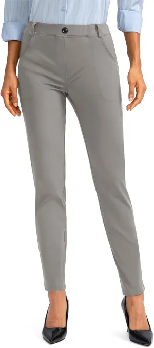 Rammus Women's Fleece Lined Dress Pants with Pockets Warm Winter Pants Cold Weather Skinny Slacks for Casual Work