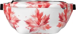 Red Maple Leaf Unisex Fanny Pack  Ideal for Travel, Running, Hiking, Walking, Workout, Fashionable & Large Capacity