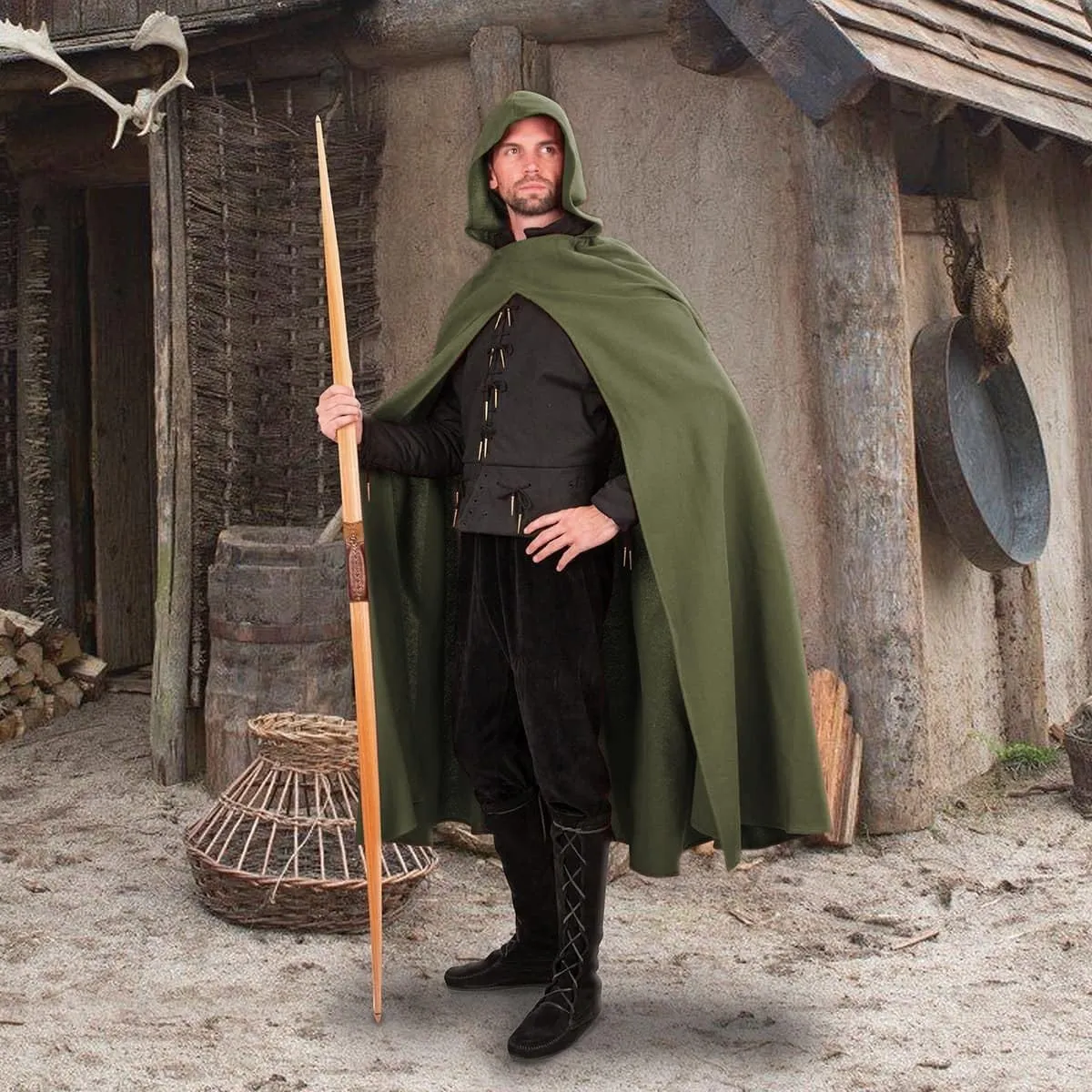 Renaissance Cloak with Hood Medieval Costume Men and Women Cape Halloween