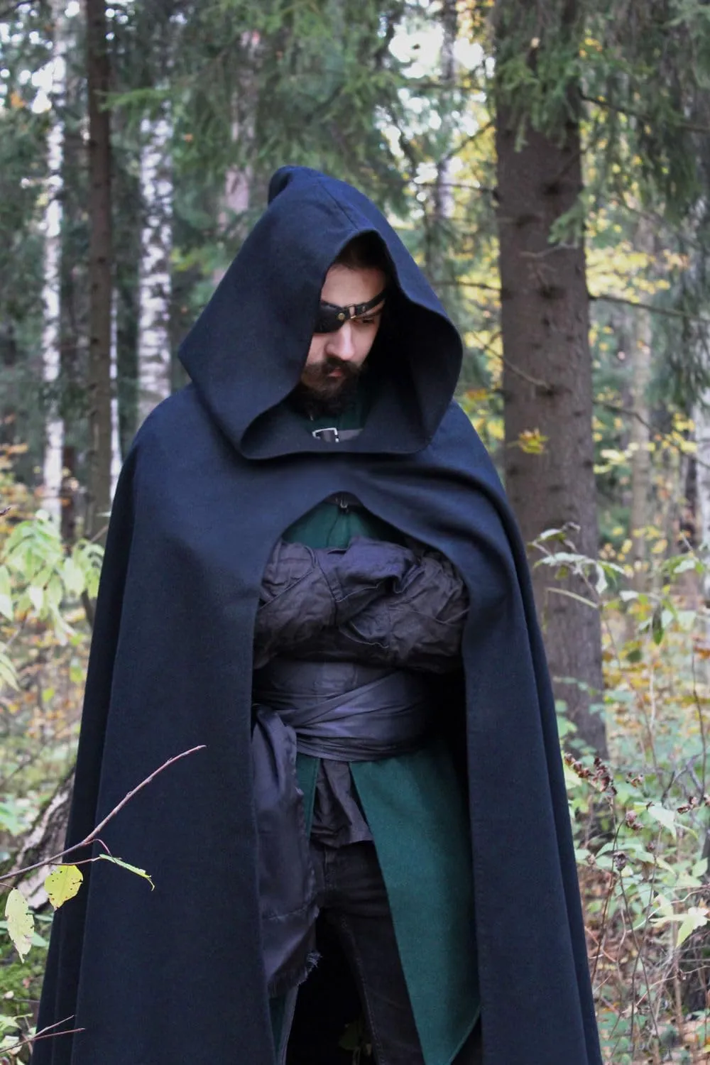 Renaissance Cloak with Hood Medieval Costume Men and Women Cape Halloween