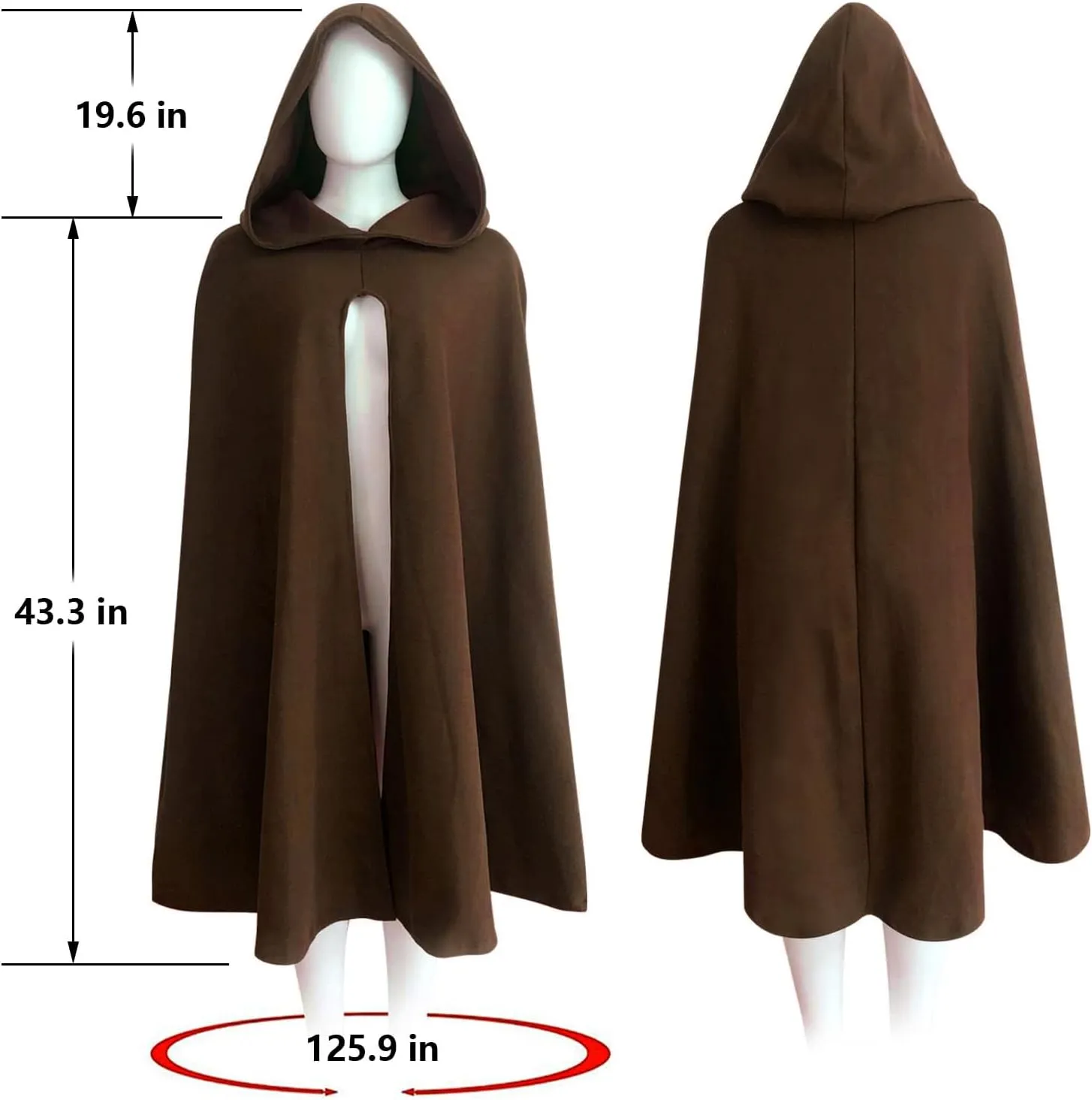 Renaissance Cloak with Hood Medieval Costume Men and Women Cape Halloween