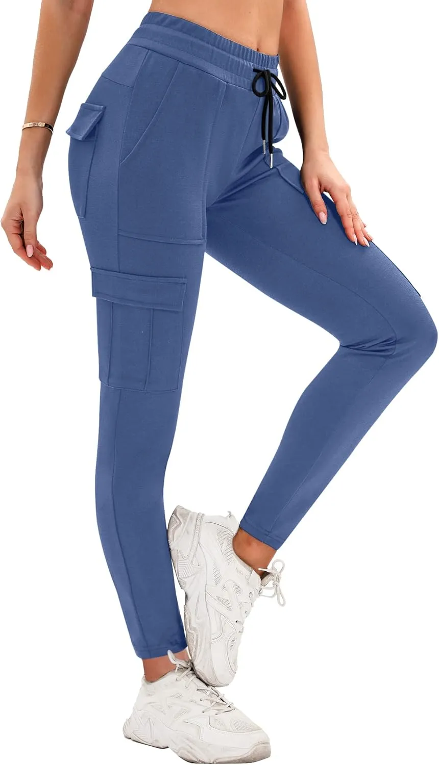 RESHE Womens Yoga Sweatpants with Pockets Stretch Tapered Joggers Pants Drawstring Running Lounge Hiking