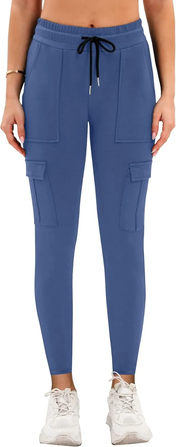 RESHE Womens Yoga Sweatpants with Pockets Stretch Tapered Joggers Pants Drawstring Running Lounge Hiking