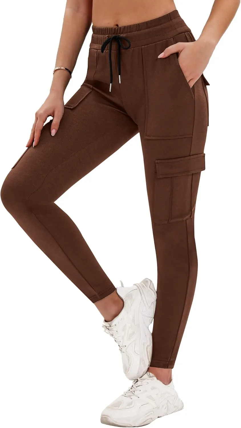 RESHE Womens Yoga Sweatpants with Pockets Stretch Tapered Joggers Pants Drawstring Running Lounge Hiking