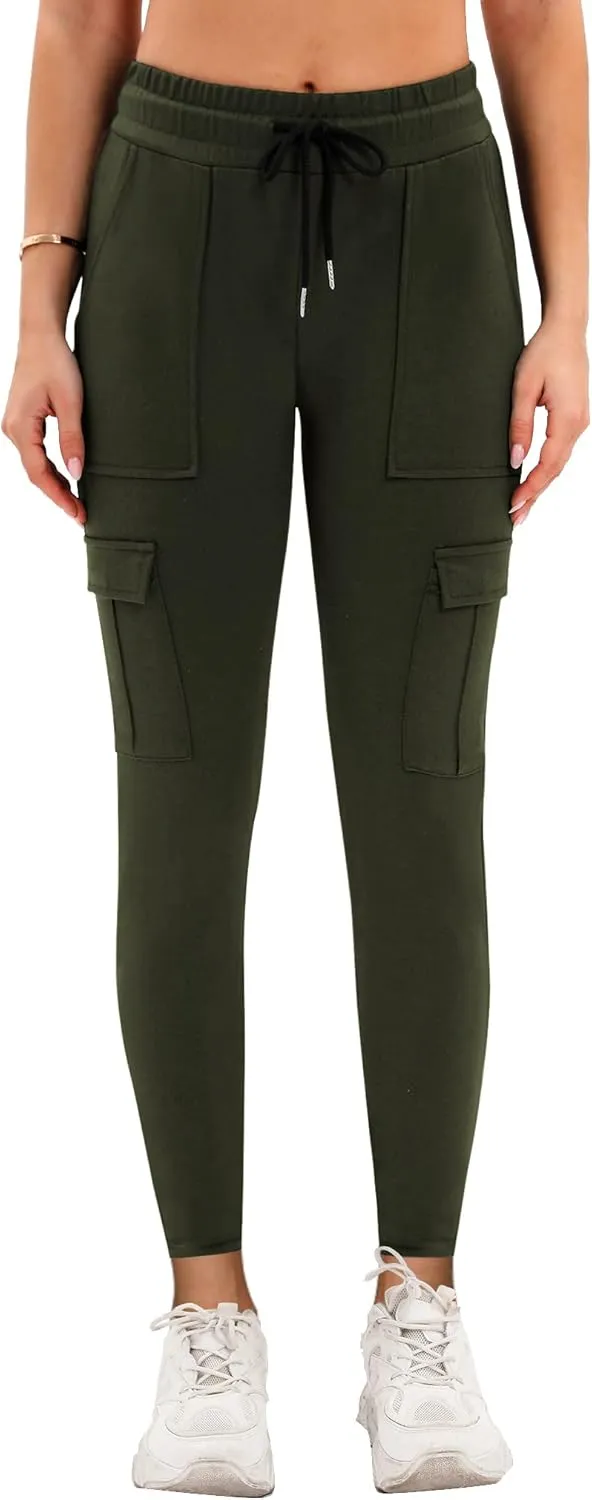 RESHE Womens Yoga Sweatpants with Pockets Stretch Tapered Joggers Pants Drawstring Running Lounge Hiking