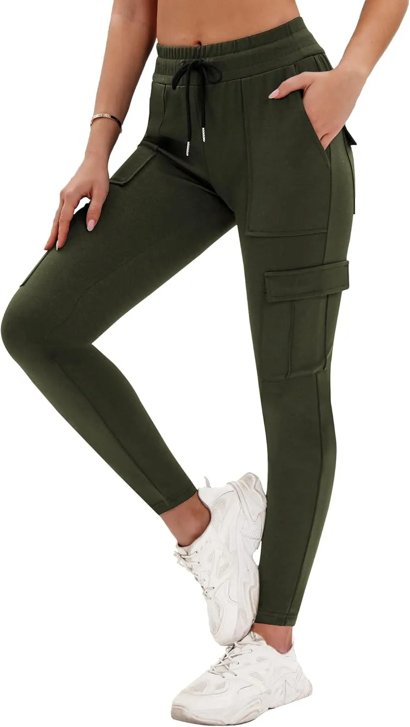 RESHE Womens Yoga Sweatpants with Pockets Stretch Tapered Joggers Pants Drawstring Running Lounge Hiking