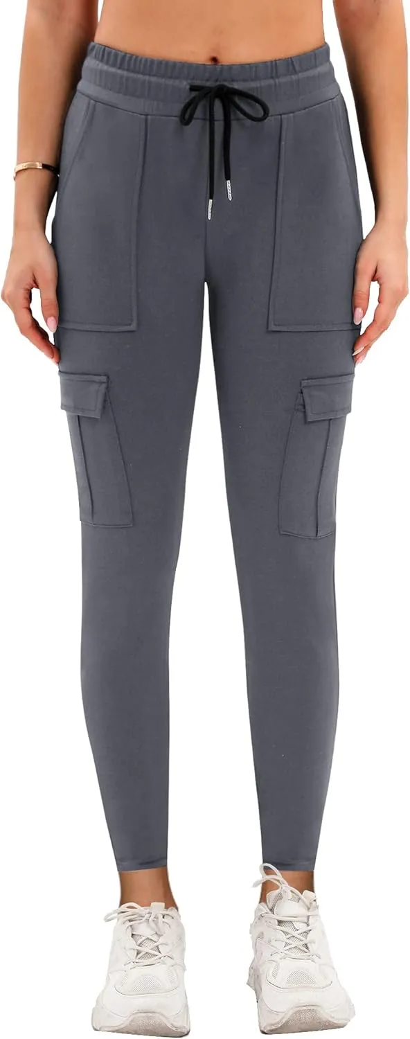 RESHE Womens Yoga Sweatpants with Pockets Stretch Tapered Joggers Pants Drawstring Running Lounge Hiking