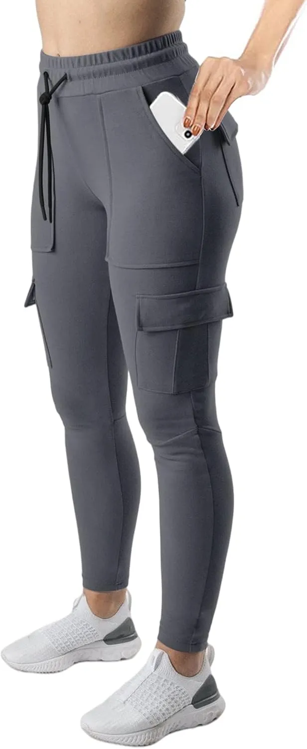 RESHE Womens Yoga Sweatpants with Pockets Stretch Tapered Joggers Pants Drawstring Running Lounge Hiking