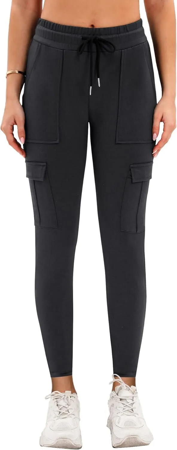 RESHE Womens Yoga Sweatpants with Pockets Stretch Tapered Joggers Pants Drawstring Running Lounge Hiking