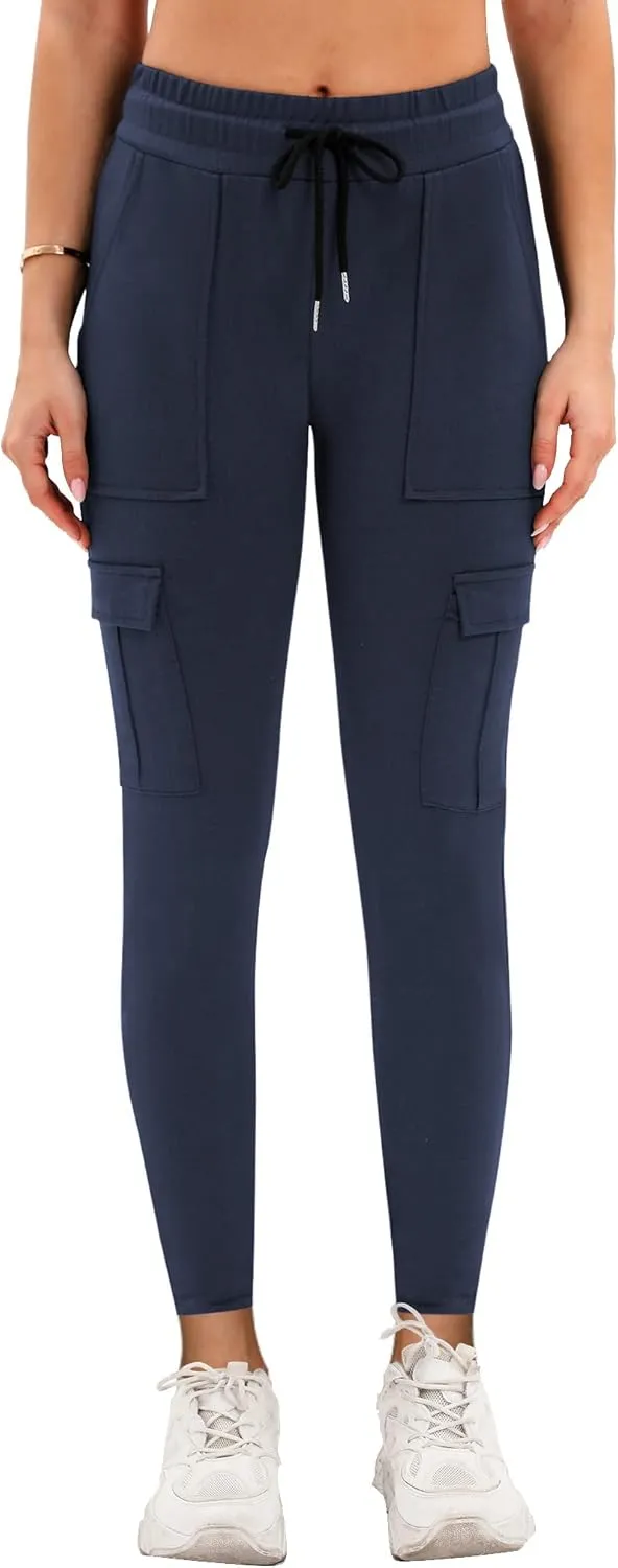 RESHE Womens Yoga Sweatpants with Pockets Stretch Tapered Joggers Pants Drawstring Running Lounge Hiking