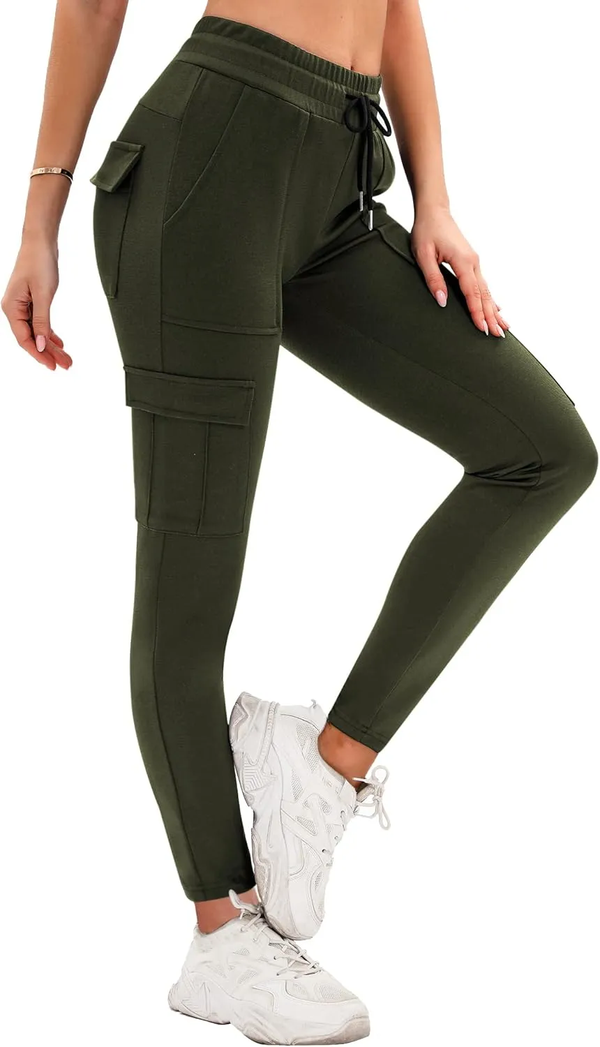 RESHE Womens Yoga Sweatpants with Pockets Stretch Tapered Joggers Pants Drawstring Running Lounge Hiking