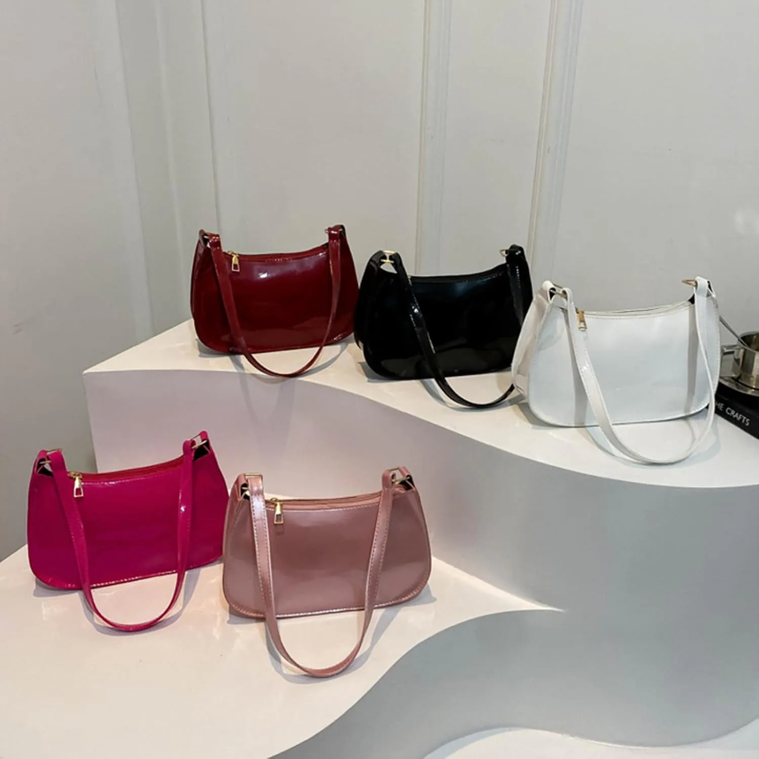 Retro PU Leather Shoulder Bag for Women Elegant Underarm Bag Satchel Purse Fashionable Evening Handbag Armpit Bag