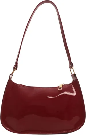 Retro PU Leather Shoulder Bag for Women Elegant Underarm Bag Satchel Purse Fashionable Evening Handbag Armpit Bag